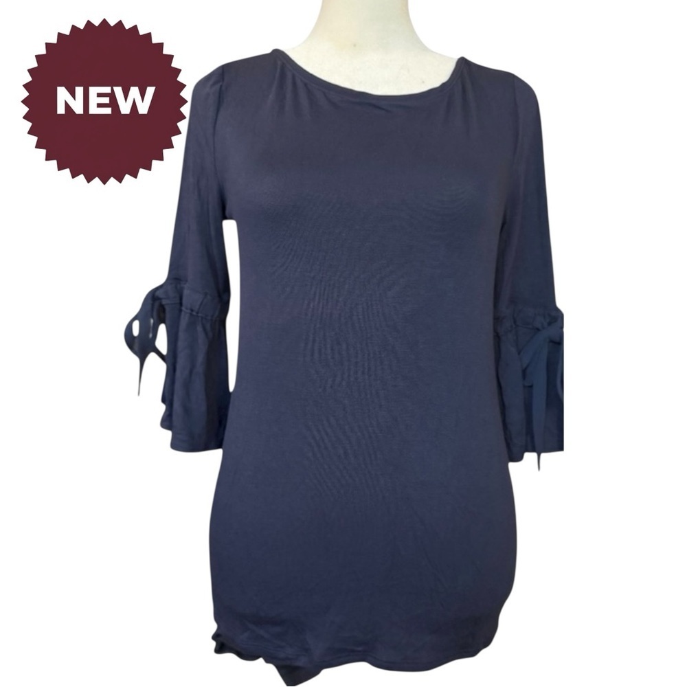 White House Black Market Navy Top Flowy Sleeves NWT XXS